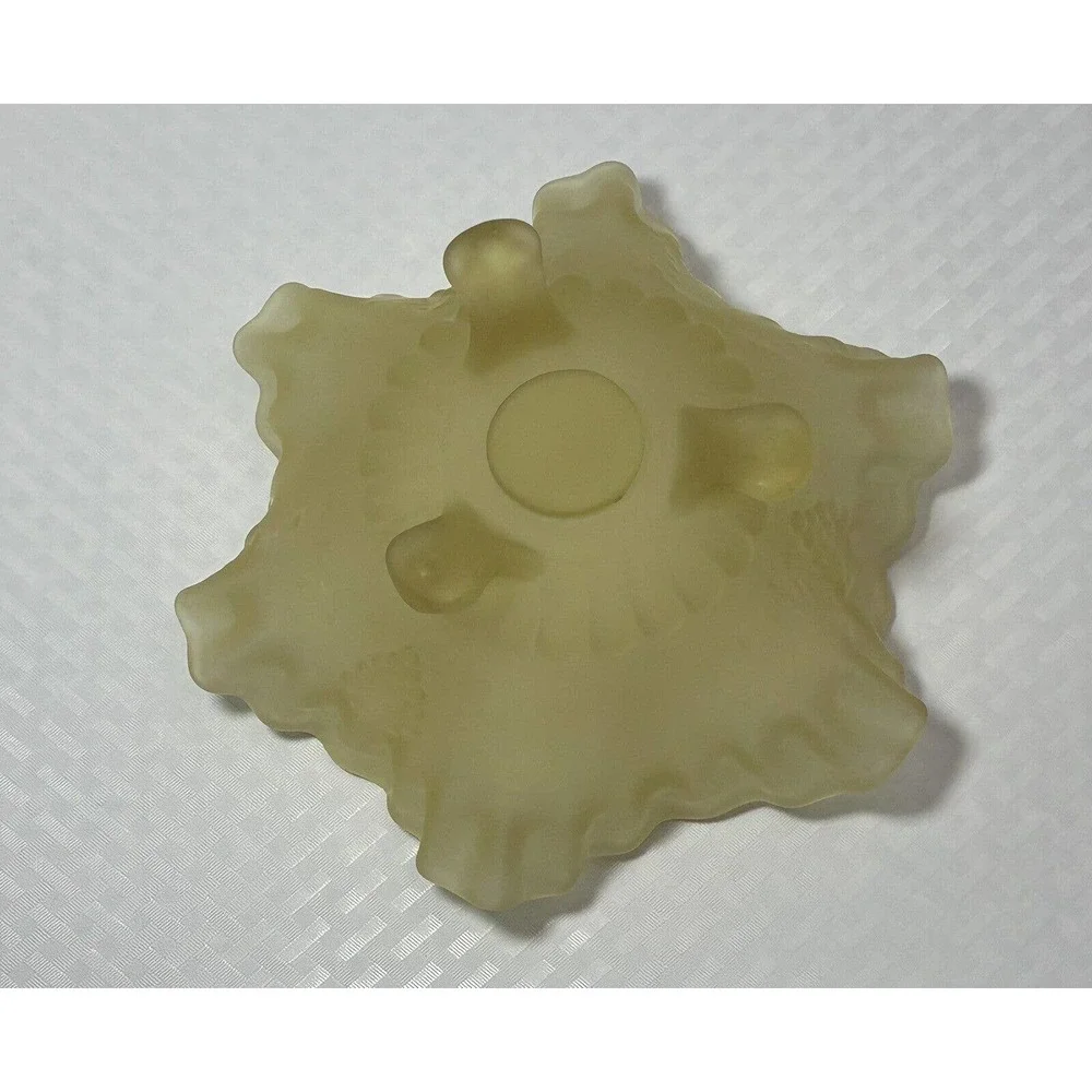 Westmoreland Glass Yellow Satin 3 Footed Bowl Double‎ Crimped Edge Paneled Grape